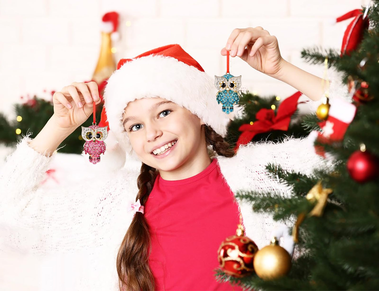 WaaHome Teal Owl Christmas Ornaments Gifts for Owl Lovers - Metal Owls Keepsake Ornaments for Christmas Tree Decorations Gifts for Women Girls Mom Kids