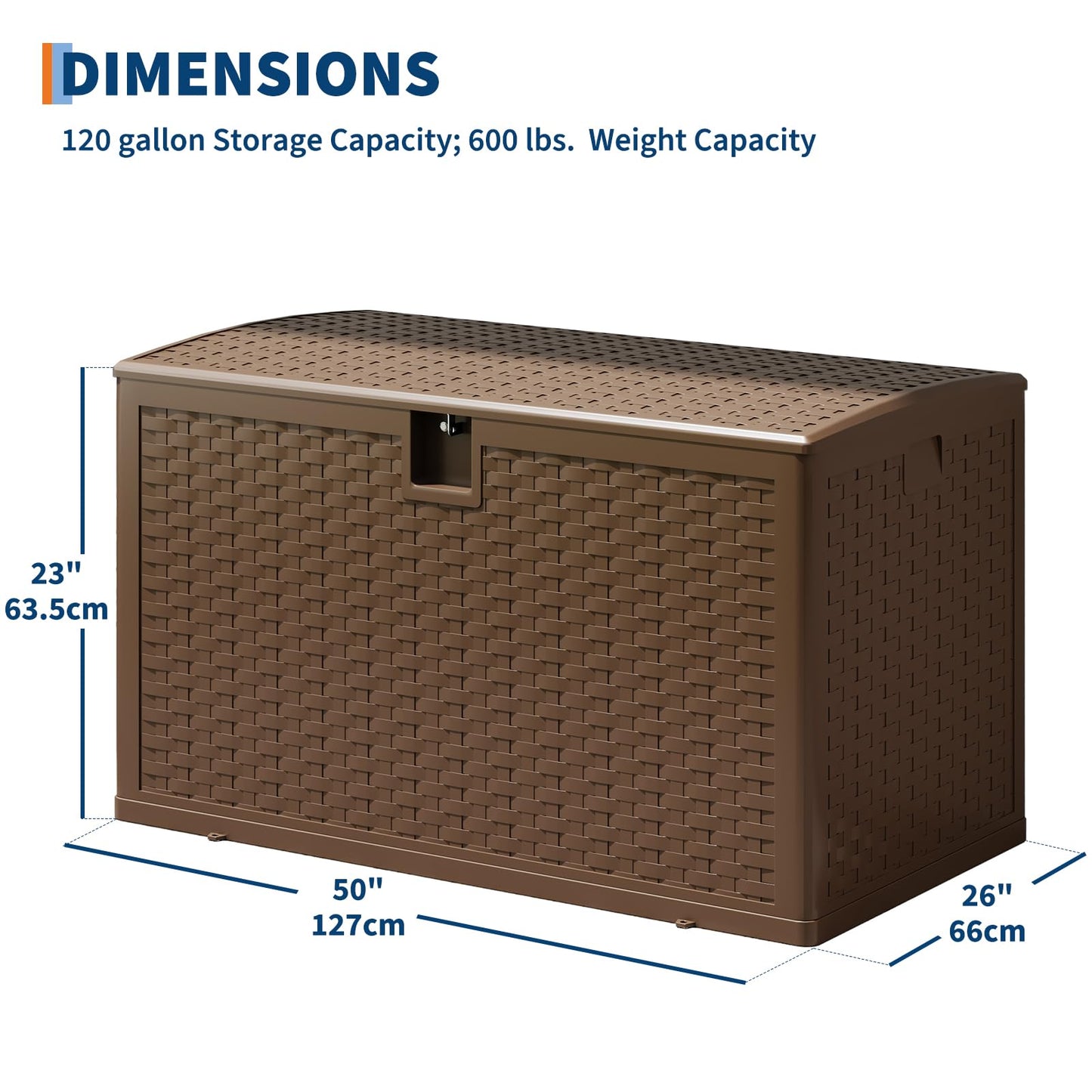 EliteEdge 120 Gallon Resin Deck Box-Organization and Storage for Patio Cushions, Throw Pillows and Garden Tools