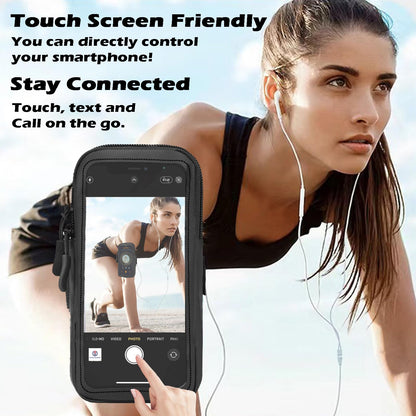 Phone Holder for Running, Walking, and Workout - Adjustable Arm Band Armband for iPhone and Cell Phones - Clear Crossbody Phone Pouch Purse with Strap for Women Men