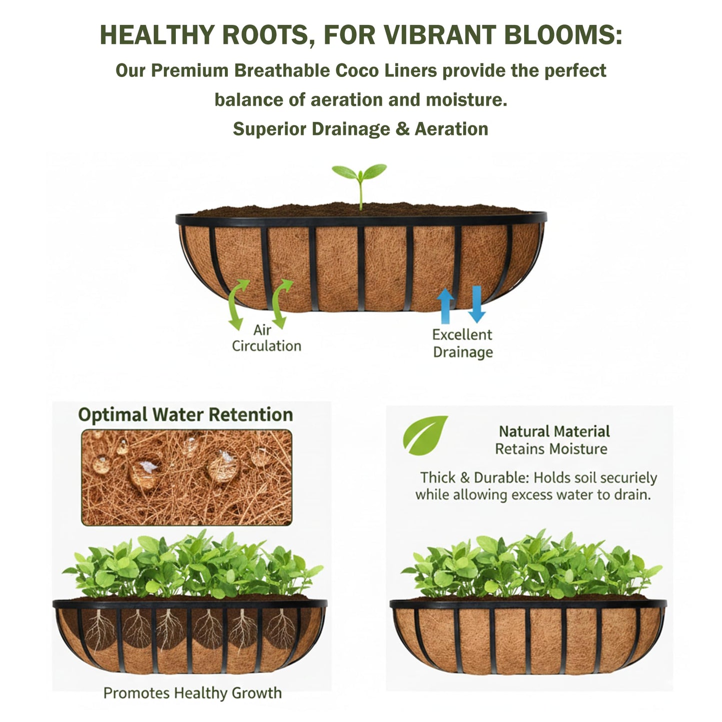 KIDYBELL 24“ Window Box Railing Planter with Coco Liner Metal Wall-Mounted Coconut Liner Planter Basket English Horse Trough Planters for Outdoor Deck Balcony Porch Fence Patio Black (2 Pack)
