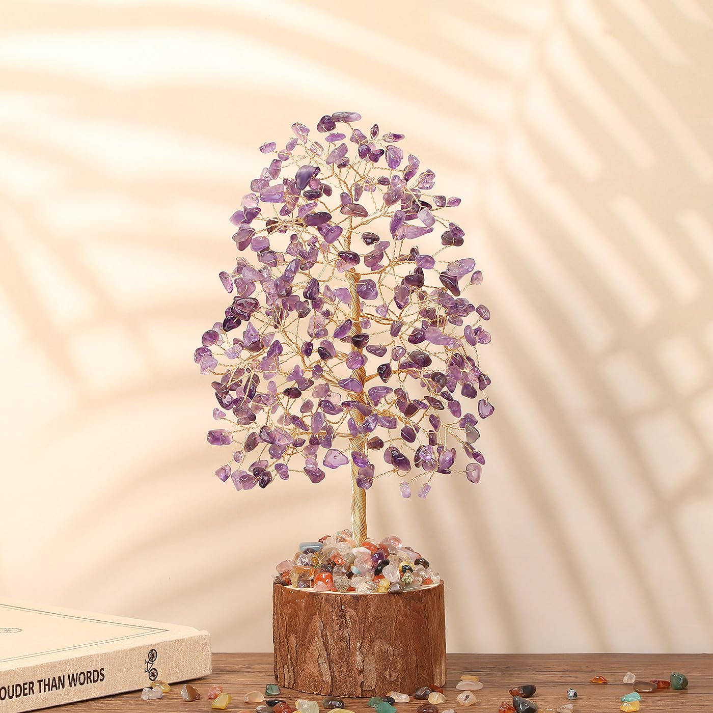 DUQGUHO Amethyst Crystal Tree Purple Ornaments Positive Energy Tree of Life Spiritual Gifts for Women House Warming Gifts New Home Wedding Gifts Crystal Ornament Home Decor