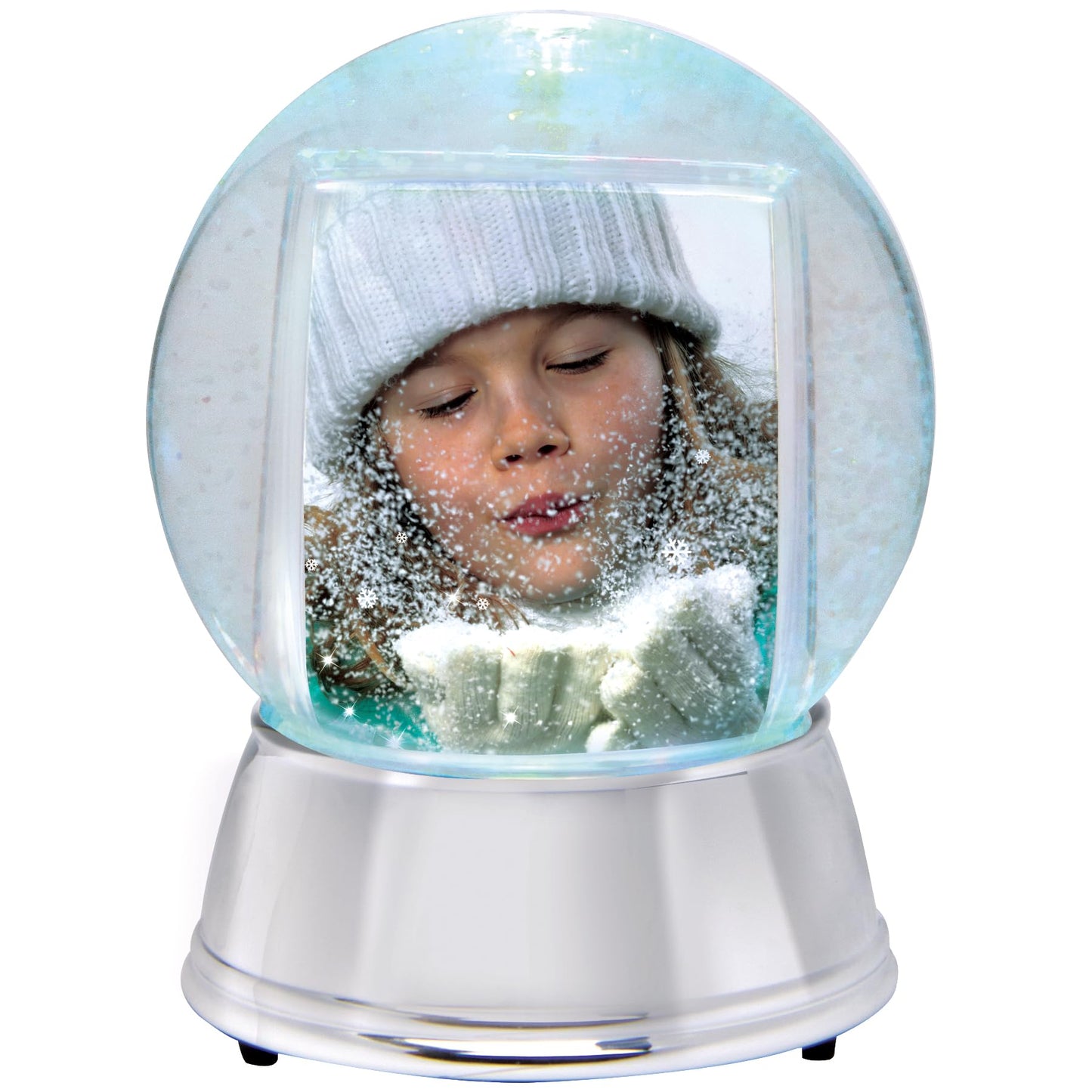 Neil Enterprises Inc. Large LED Light Up Photo Snow Globe w/Silver Base