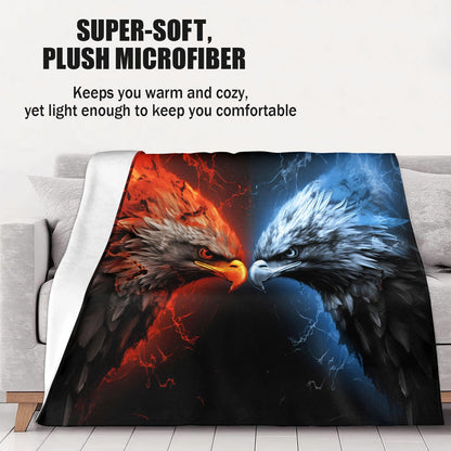 PAOABIU Eagles Blankets, Bald Eagles Throw Blanket for Couch Bed Sofa, Blue and Red Blankets and Throws - Super Soft Cozy Plush Flannel Blanket Gifts & Decor, 66x90