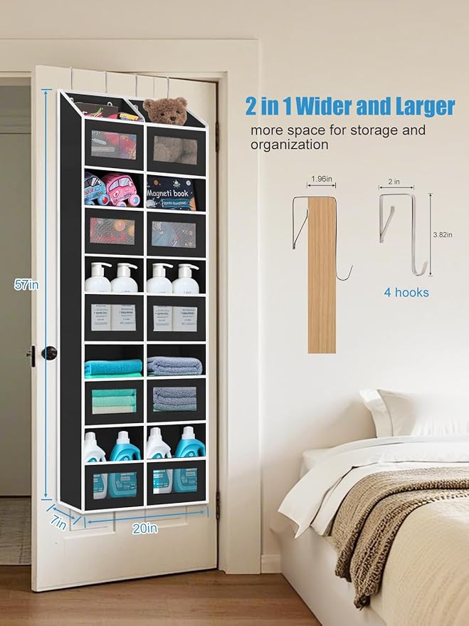 Over the Door Organizer Hanging- 10 Compartments, 80 lbs Load Behind Door