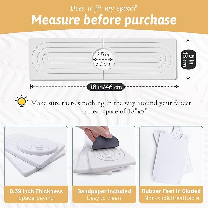 Faucet Mat for Kitchen Sink, Super Absorbent, Prevents Moisture Buildup