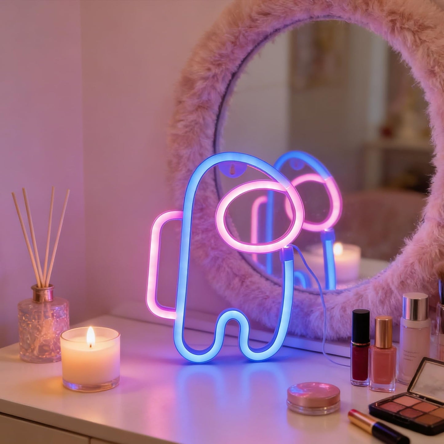QiaoFei Alien Neon Sign Lights Astronaut with USB or Battery Operated for Kid's Room Bedroom Bar Restaurant Game Room Christmas Valentine's Day Birthday Party Gift LED Art Decoration Light.