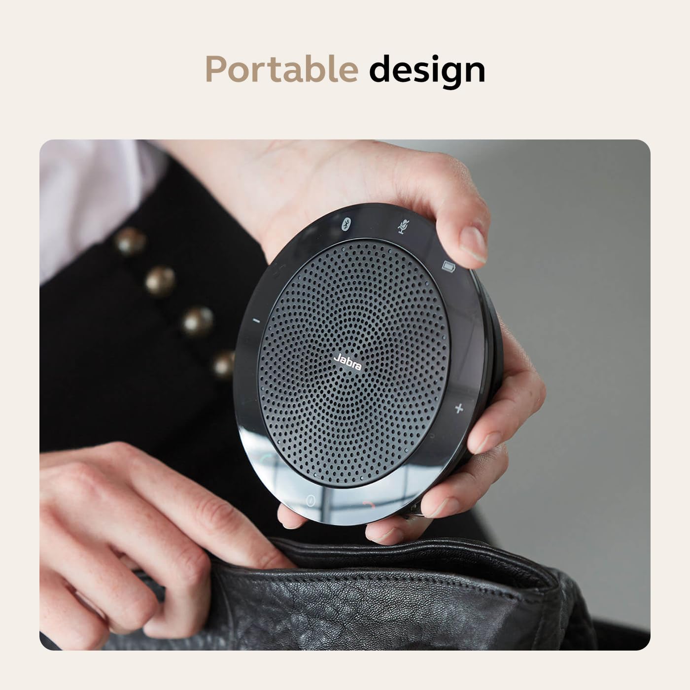 Jabra Speak 510 (2025 Edition) Portable, USB or Wireless Bluetooth Speaker for Meetings and Calls with Crystal-Clear Sound, Works with All Meeting Platforms - Microsoft Teams, Google Meet, Zoom, Black