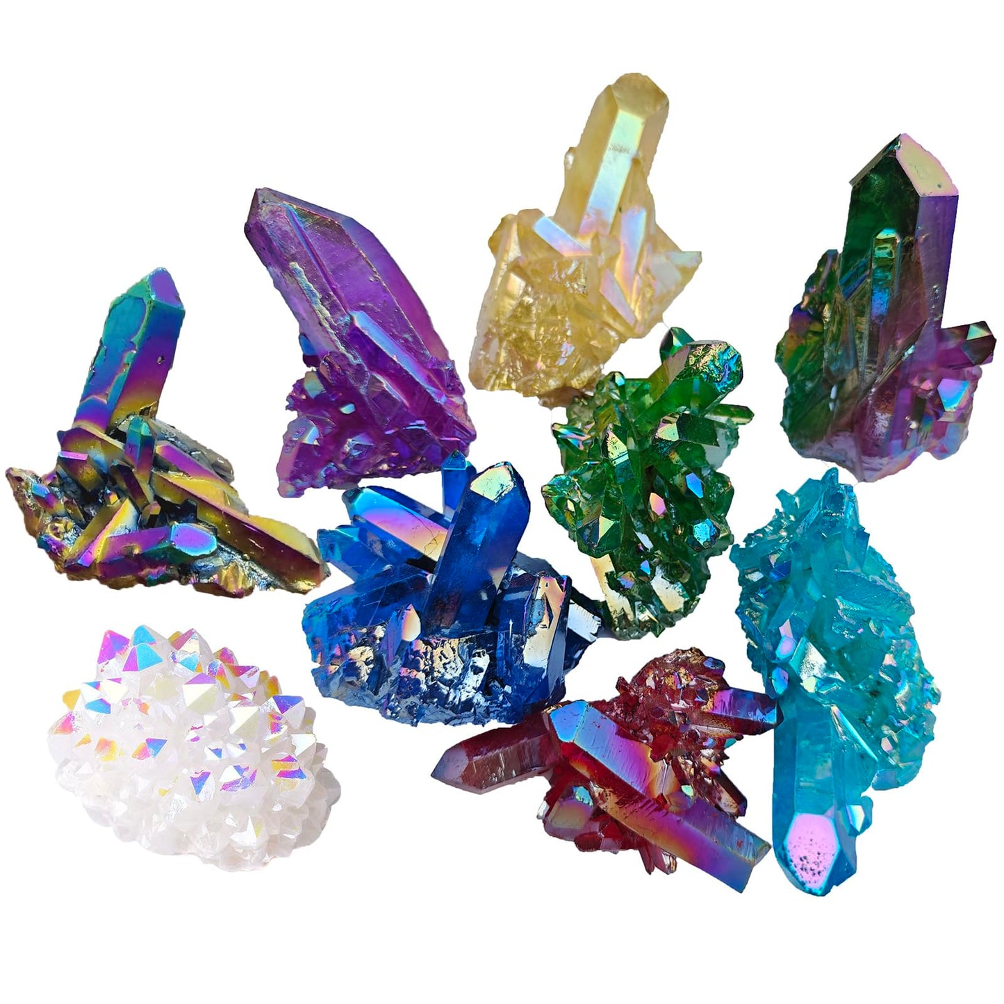 3PCS Crystal Cluster Rainbow Crystal Clusters Random Angel Aura Quartz Gem Stones Healing Crystals and Stones Gemstones Protection Crystals Wicca Gemstone Collection Natural Decorative Cristal 3.3-4OZ