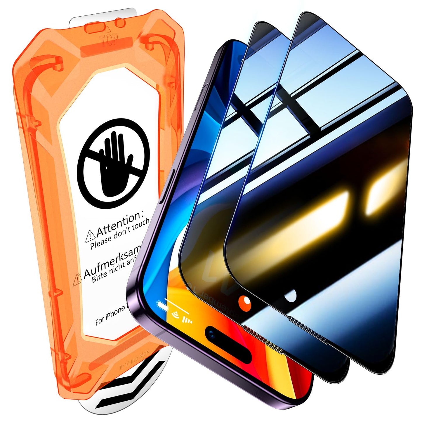 UniqueMe for iPhone 16 Pro Screen Protector - [Military Grade Shatterproof & 9H+ Hardness] Screen Protector 16 Pro Tempered Glass Full Coverage Protection, Easy Installation, 2 Packs