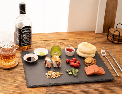 WLWNWFT 2 Pcs 16x12in Large Slate Cheese Boards Slate Board, Cheese Tray Serving Tray Serving Stone Tray Platter Pacemat with 2 Chalks Christmas