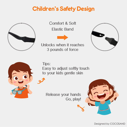 COCOSAND Toddler Baby Sunglasses with Strap Polarized Flexible Square Frame UV400 Protection for Kids Girl Boy Age 2-6, Black