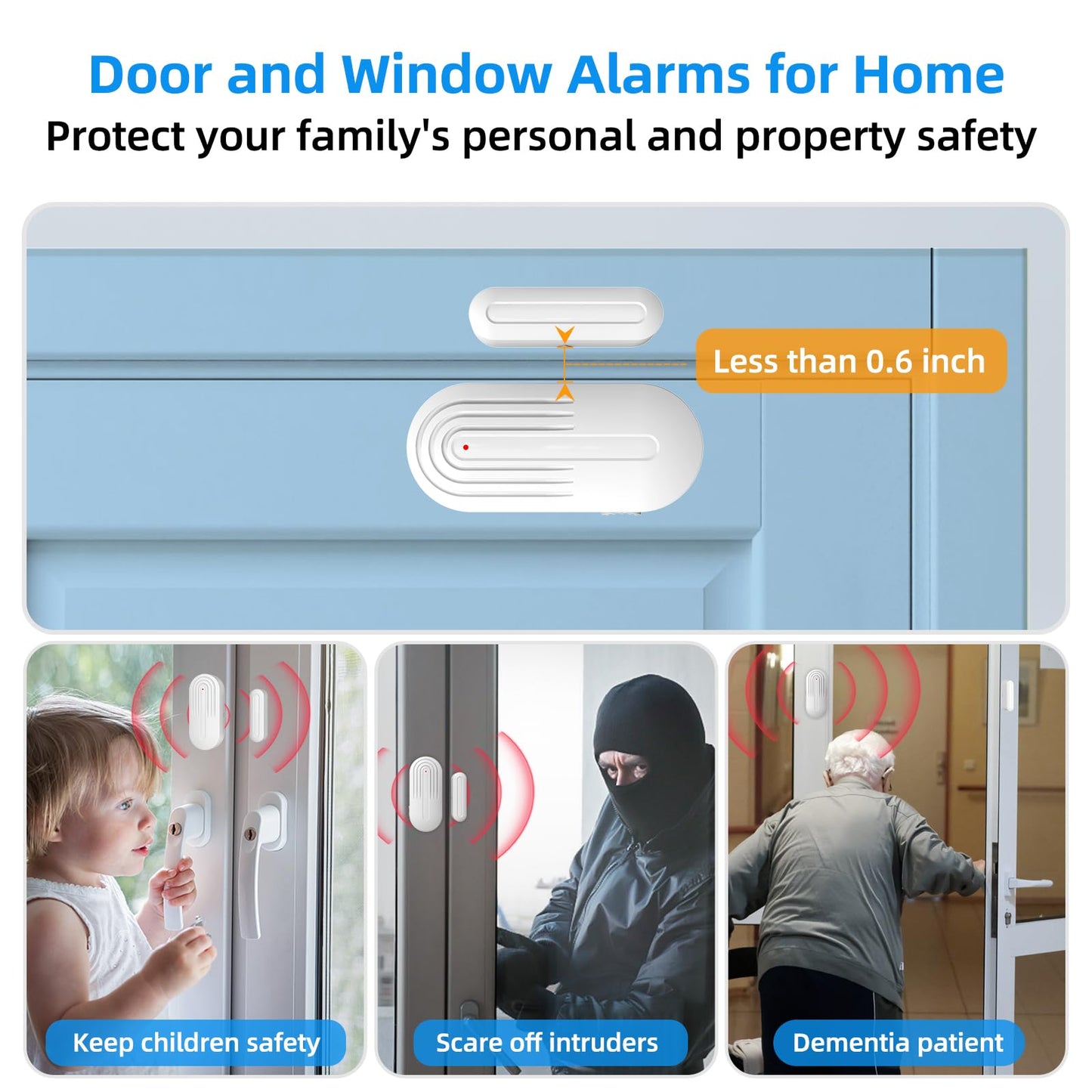 Daytech Wireless Door Chime, Door Dinger for Business Entry/Store/Home/Office, Door Alarms When Opened with 800 Ft Range,20 Chimes 5 Adjustable Volume 2 Sensors + 2 Receivers