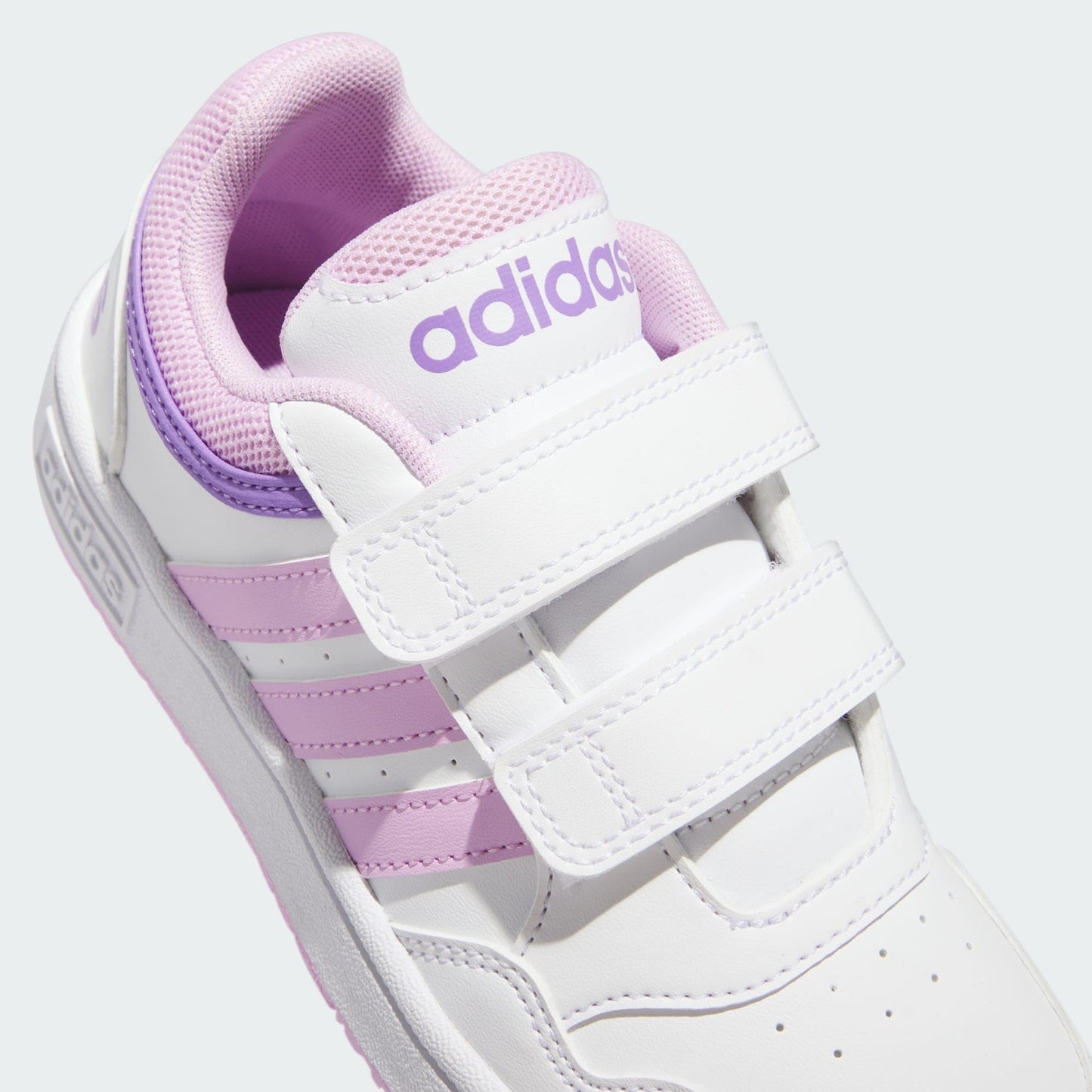 adidas Hoops Lifestyle Basketball Hook-and-Loop Shoes, Cloud White/Lilac/Violet Fusion, 2.5 UK