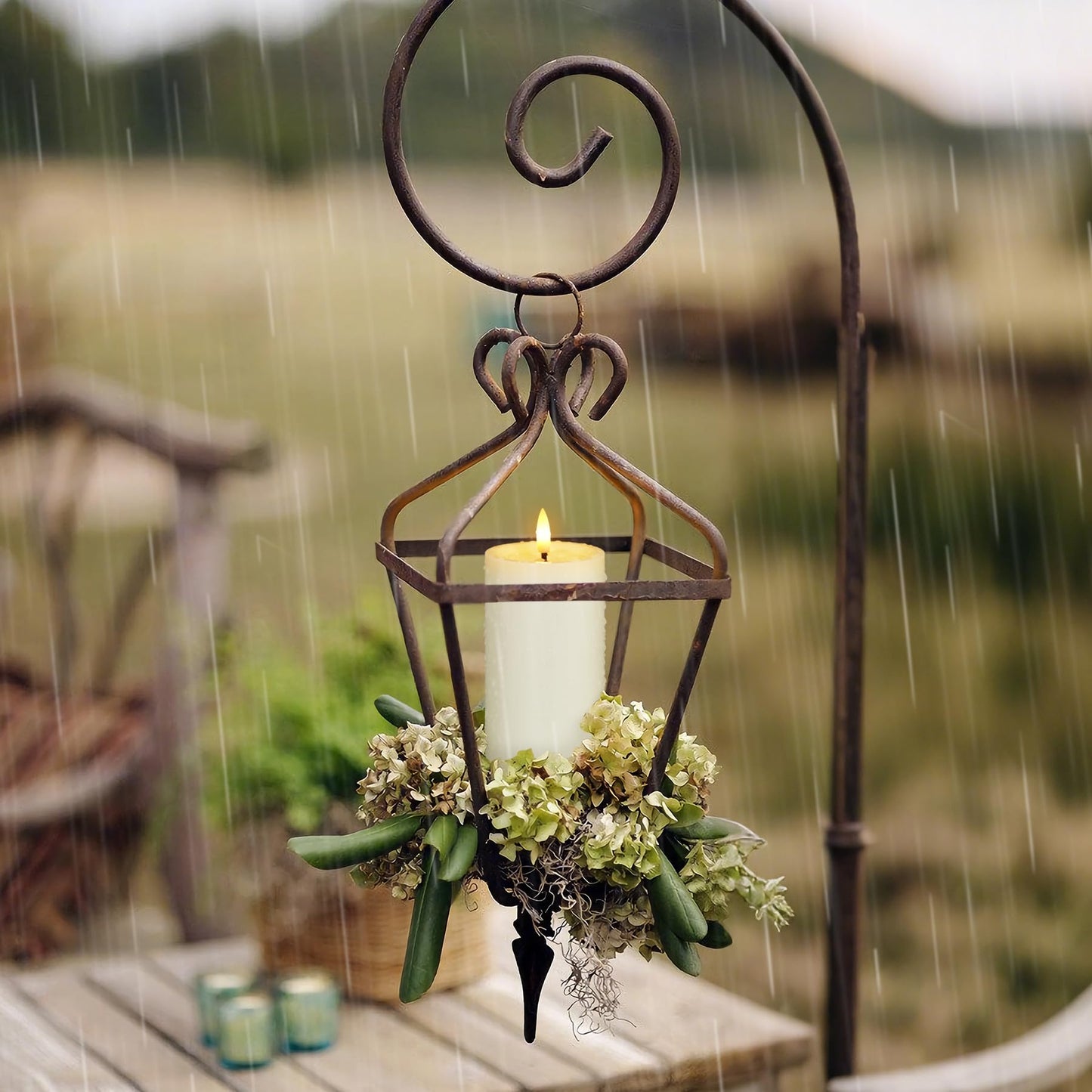 Yeelida Outdoor 6pcs Flameless Waterproof Candles with Handy Remote Control, Cycle Timer Battery Operated Candle Grease Effect LED Flickering Pillar Plastic Long Lasting (Ivory, 3" x4" 5" 5" 6" 6" 7")