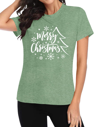 Christmas Shirts Women Funny Merry Christmas Lights Graphic Tees Xmas Tree T-Shirt Holiday Tops