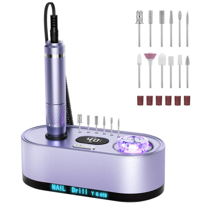 40000RPM Electric Nail File Drill Professional Kit, Drill Machine with LCD Display, Manicure Pedicure Polishing Acrylic Gel Nail Grinder for Salon, Home Use
