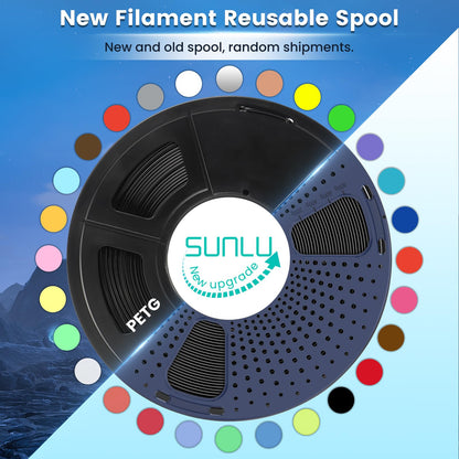 SUNLU PETG Filament 1.75mm 4KG Bundle, Strong PETG 3D Printer Filament, Fit for Most FDM 3D Printers, Individually Vacuum Packed, 4 Packs of 1KG Spools, Black