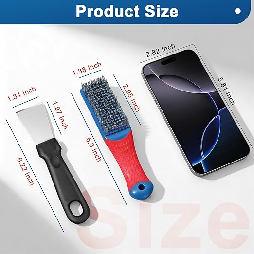 4-Pack Heavy Duty Wire Brush and Scraper Set, 3 Stainless Steel Scratch Brushes