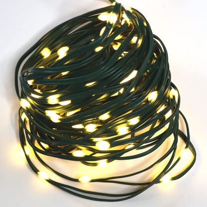 QBIS Outdoor Christmas Lights - Fairy Lights Battery Operated with Small Warm White LEDs, Green Wire, Multifunction, 6hr Timer, Indoor/Outdoor Battery Operated String for Wreath, Garland or Tree