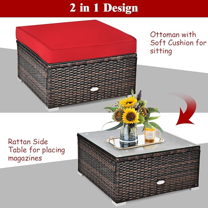 Tangkula 6 Pieces Wicker Patio Furniture Set, PE Rattan Outdoor Sectional