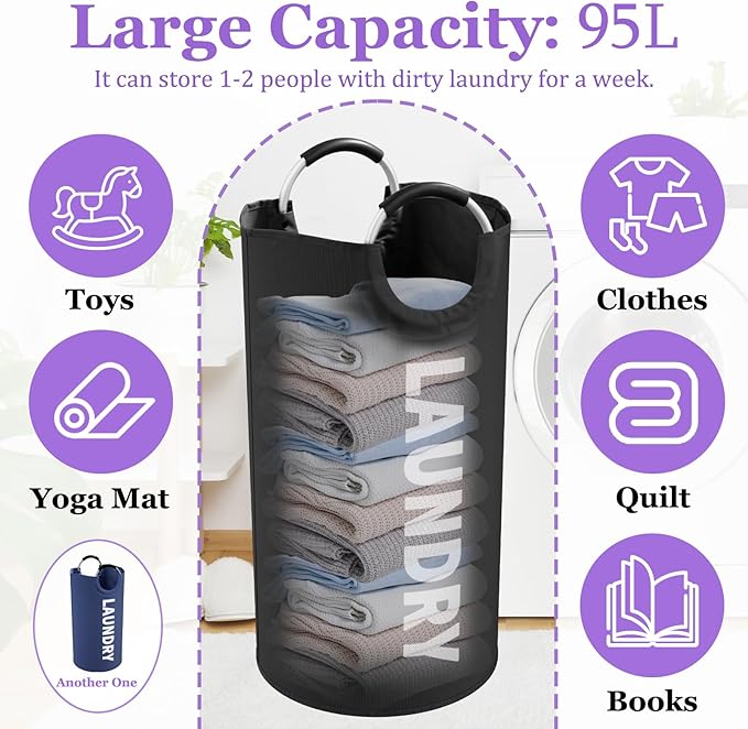 2Pcs 95L Collapsible Laundry Basket