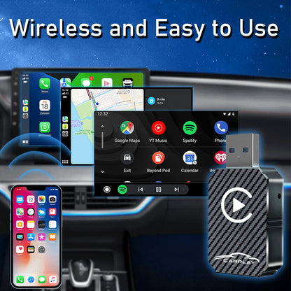 Wireless CarPlay Adapter 2025 Upgraded, Wireless CarPlay Dongle, Converts Wired CarPlay to Wireless, Plug and Play Car Play Wireless Adapter, Compatible with Cars from 2016 & iPhone iOS 12+（Black）