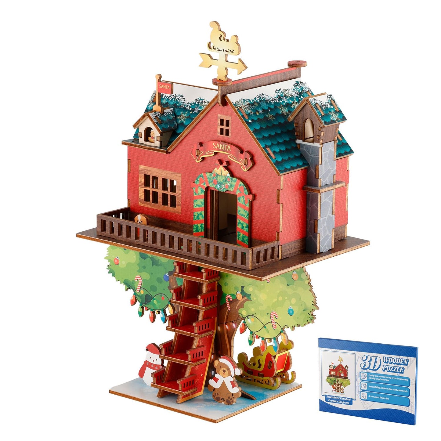 3D Puzzles for Adults Treehouse - Christmas Theme, Fun Holiday Home Decor