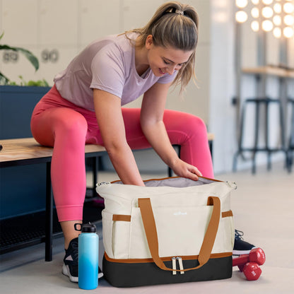 ETRONIK Gym Bag for Women, Personal Item Travel Bag with Shoes Compartment, Weekender Overnight Duffel Bag with Wet Pocket, Carry On Bag for Women, Travel, Gym, Weekend