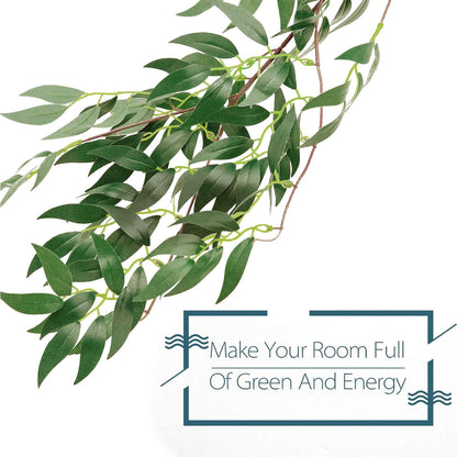 ANPHSIN Fake Vines Greenery Garland - 5 Packs Total 28ft Green Willow Leaf Vine Garland, Artificial Leaves Wall Hanging Decor for Home, Room, Wedding Arch, Centerpieces
