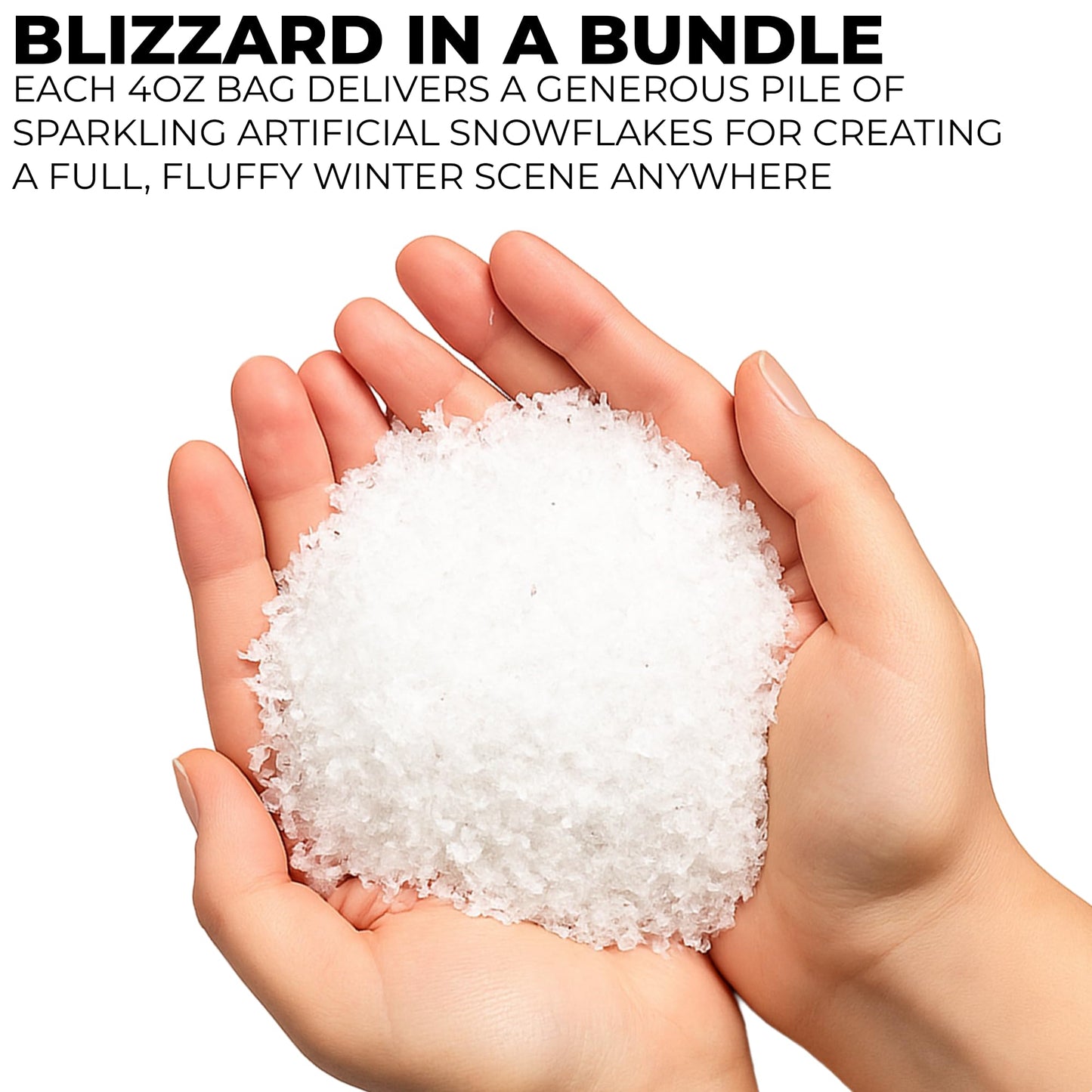 Black Duck Brand Snow Artificial Flakes 4 Oz Bag! Festive Fake Snow for Crafts, Christmas, and Decor!