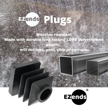 EZends Premium Grade 1/2 Inch Extra Durable Plastic End Plug, for Square Tubing 16-18 GA / 100 Pack / 1/2 Inch End Caps / Chair Glide Floor Protectors
