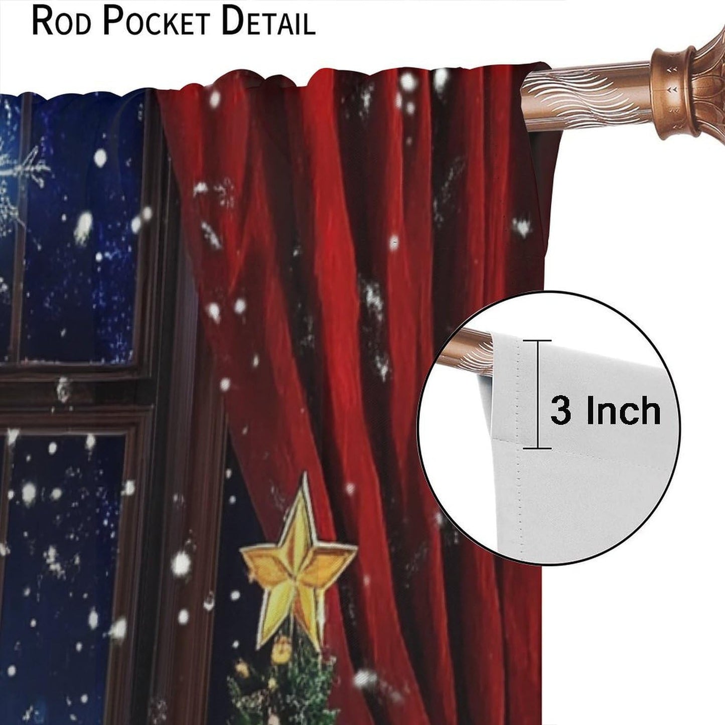 Merry Christmas Santa Claus Curtains Happy New Year Christmas Tree Snowflake for Living Room Bedroom Blackout Decor Window Drapes 42" W X 45" L