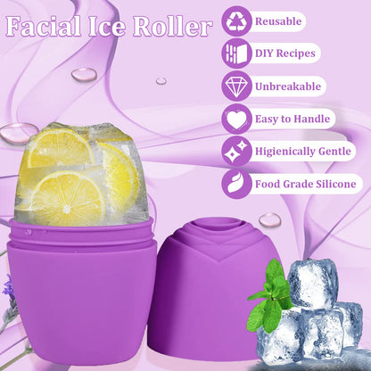 Small Cube Ice Roller For Face And Eye,Facial Ice Roller Massager,Face Icer,Facial Skin Care Tools for Eliminate Puffiness Tighten Skin Reduce Fine Lines Shrink Pores (Purple)