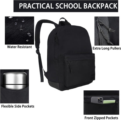 SUPACOOL Casual Laptop Backpack for Men and Women, Classic backpack for College Travel Work, Lightweight Pack Back(black)