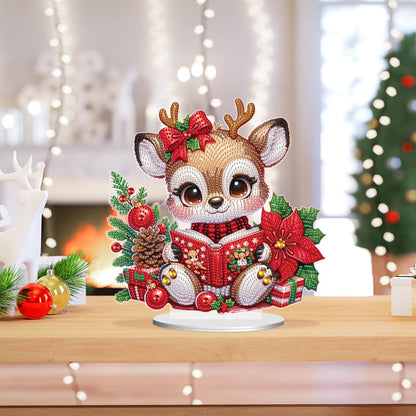 Christmas Diamond Painting Kits Tabletop decoration, DIY Reindeer, 5D Diamond Art Home Ornament By Number Mosaic Arts Crafts For Home Office acrylic Tabletop Decor for Xmas Home Decor, New Year Gift