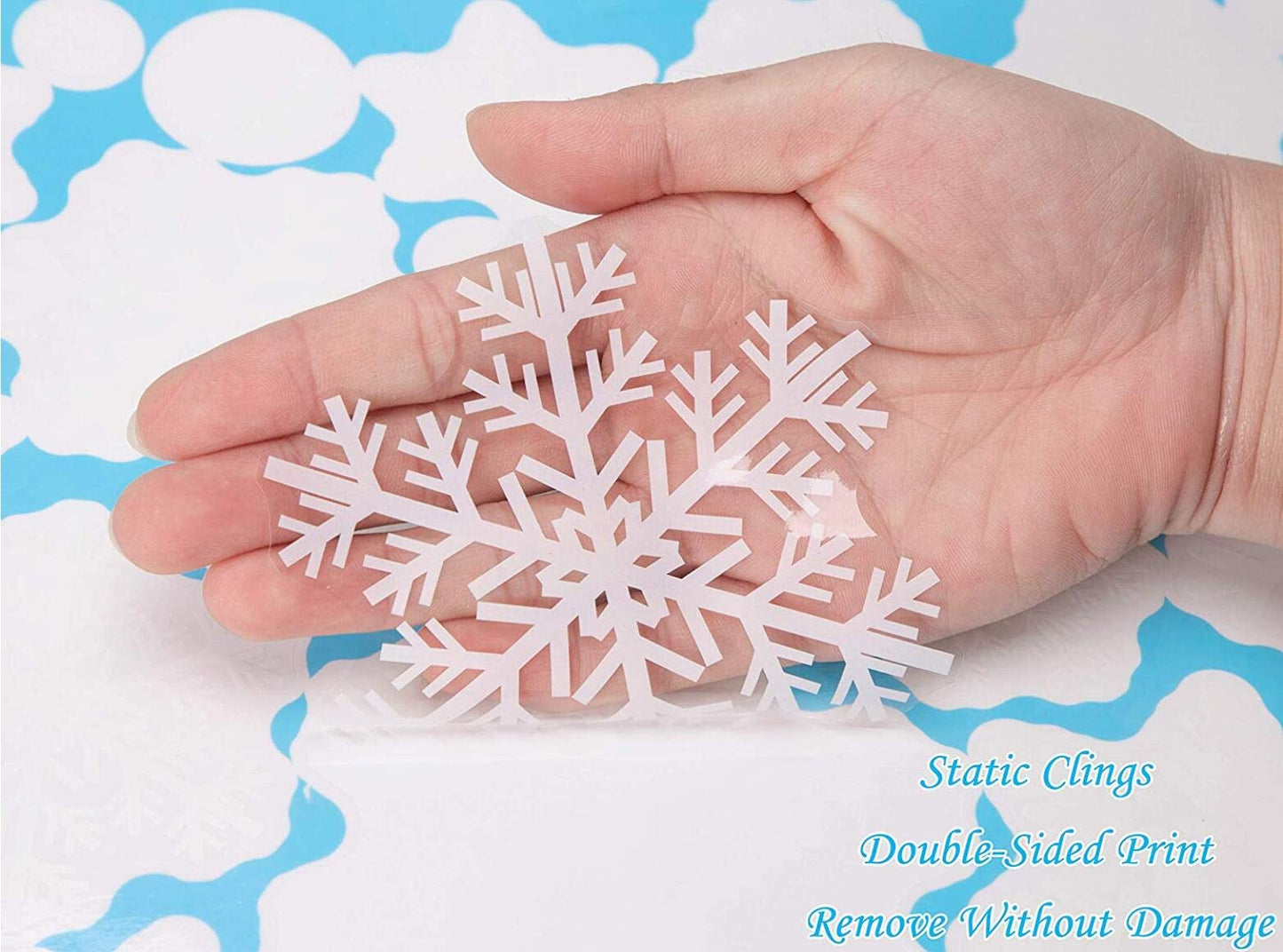 Q-BABY 200 PCS Christmas Decorations Window Clings Static Snowflakes Stickers for Christmas Window Decoration Ornaments