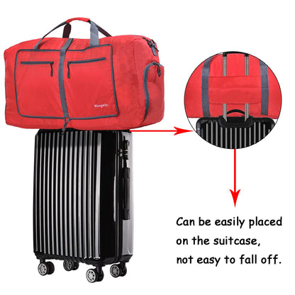 Woogwin Travel Duffel Bag Large Foldable Waterproof Overnight Bag for Beach Swim Bags Pool Sports Gym, 60L Red, Big Size, Large Duffle Bags