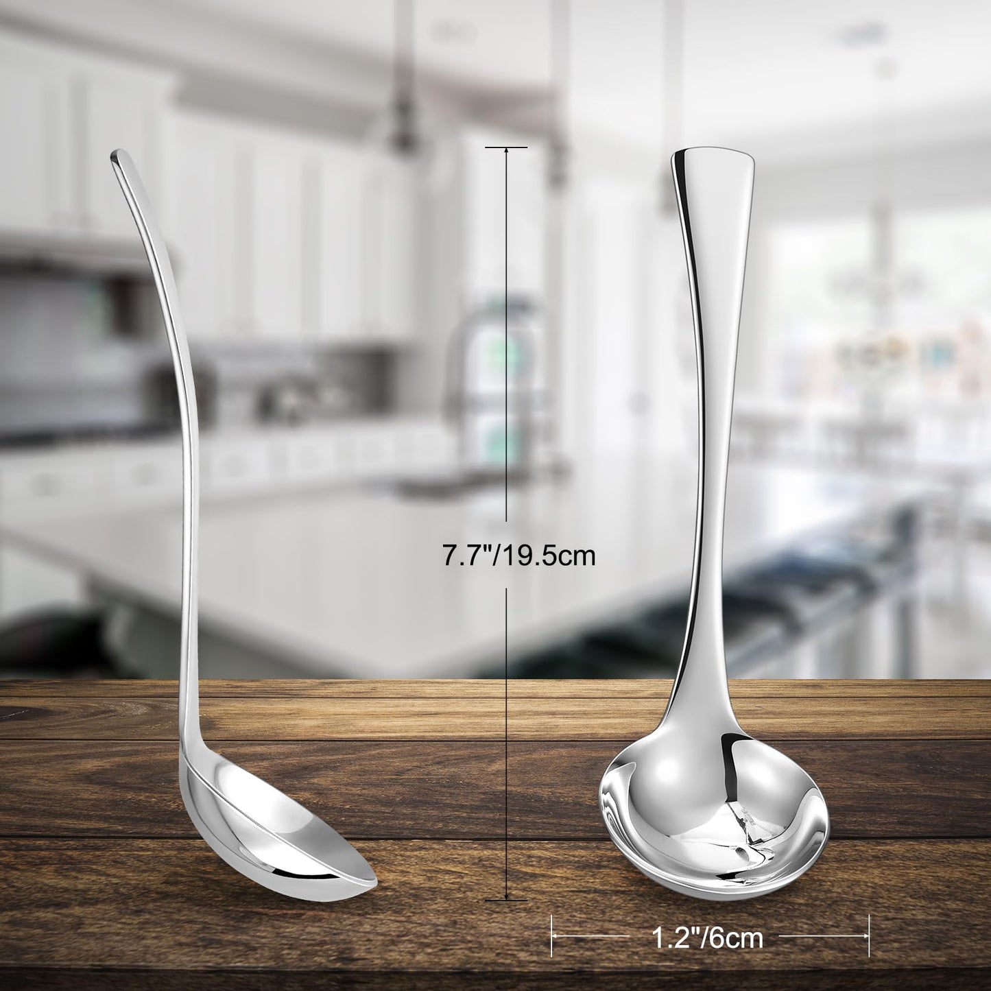 KEAWELL Premium Austin 1-Piece Sauce Ladle and 1 Piece Gravy Ladle, 18/10 Stainless Steel, Silver, Dishwasher Safe