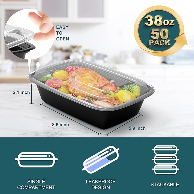 WGCC Meal Prep Containers, Reusable Food Prep Containers, To Go Containers
