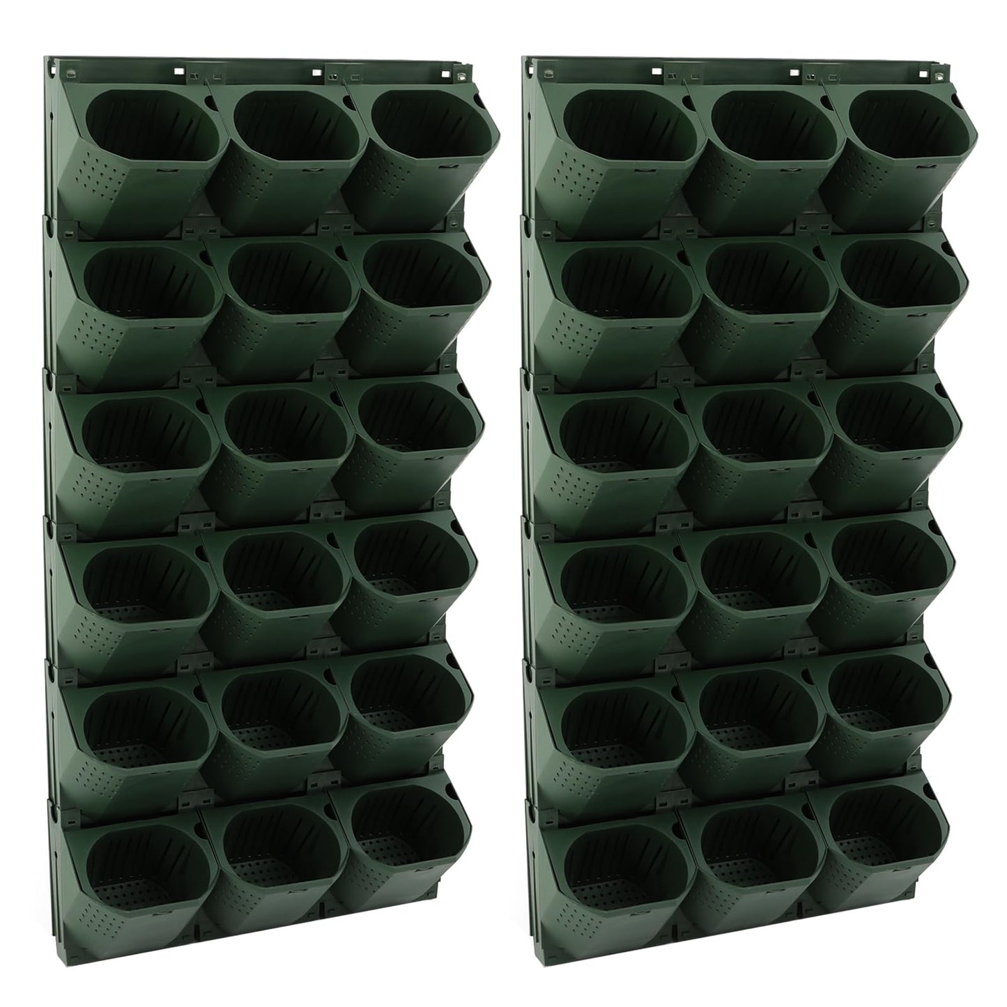 NEATOOM Wall Planter with 36 Pots, Wall-Mounted Indoor & Outdoor Flower Pot Holder, Vertical Garden Plastic Planter for Flowers, Vegetables, Grass (Army Green)