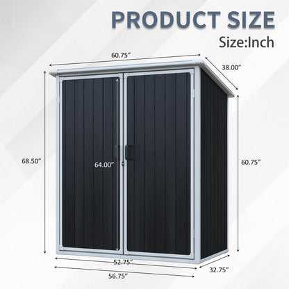KEIKI 5x3 FT Outdoor Storage Shed Cabinet Polypropylene Frame with Lockable Doors for Bikes and Patio Furniture Toys
