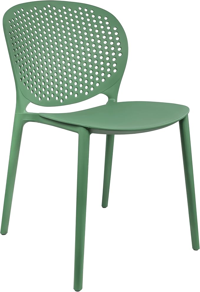 2xhome Set of 2 Patio Dining Chairs | Modern Stackable Outdoor Pool Side Chair | Weather Resistant Plastic for Yard, Porch, Balcony, Kitchen, Green