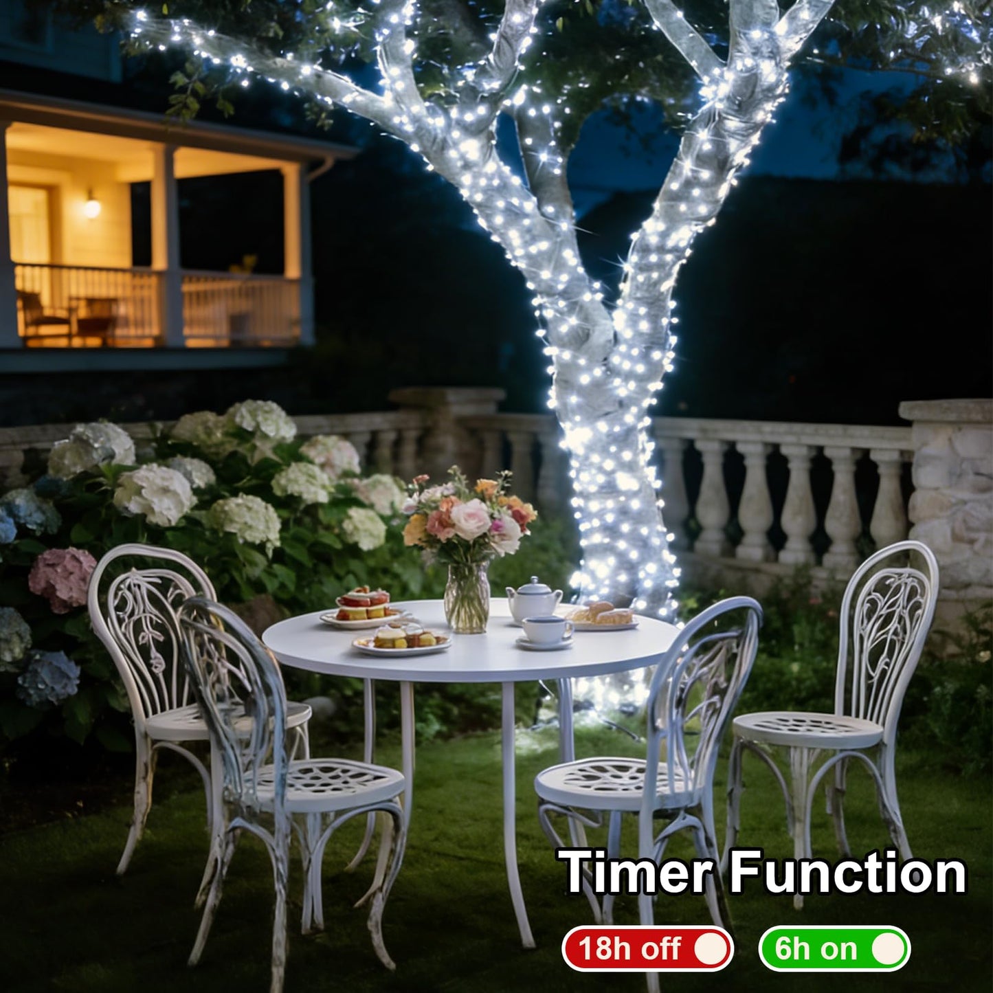 QITONG 500 LED White String Lights Outdoor Waterproof,165ft Clear Wire Christmas Lights Indoor Plug in,8 Modes Twinkle Fairy Lights for Patio Wedding Party Christmas Bedroom Decor