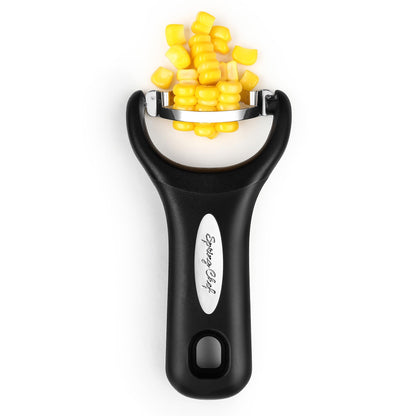 Spring Chef Stainless Steel Corn Peeler – Corn on the Cob Stripper Tool – Durable & Efficient Kernel Remover Tool – Easy to Use Kernel Cutter - Dishwasher Safe Kitchen Gadget - Black
