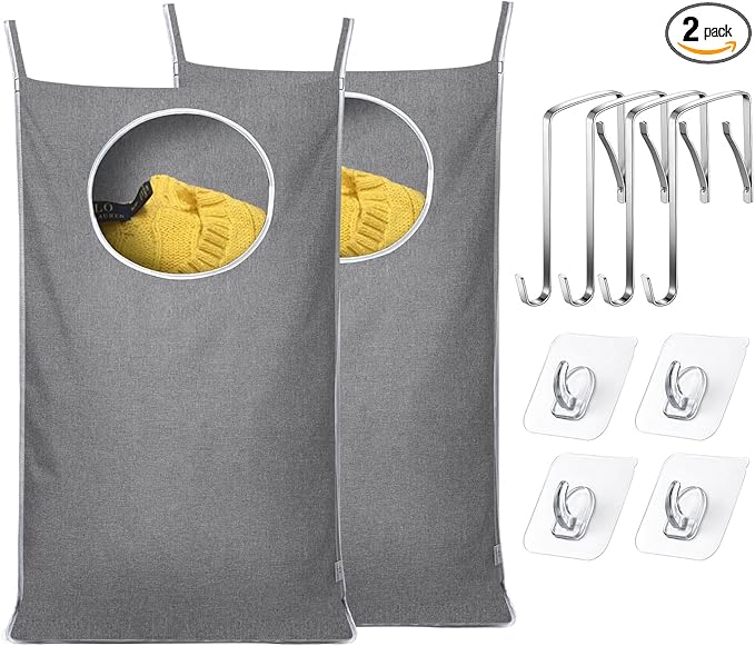 KEEPJOY 2Pack Space-Saving Hanging Laundry Bag, Door Laundry Hamper