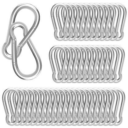 High-PQ Carabiner, Heavy Duty Galvanized Steel Spring Snap Hook Carabiner Clips with 260LBS Holding Capacity, Ideal for Outdoor, Hammock, Swing and Travel (M6 2.4Inch, 50PCS)