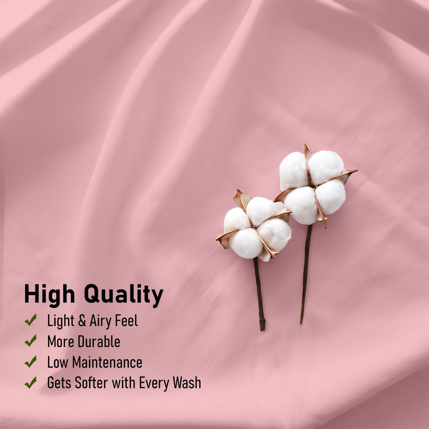 RUVANTI 100% Cotton Percale Sheets Full Size, Bridal Rose