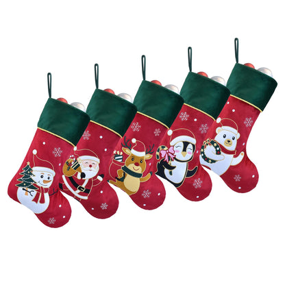 Ugiftcorner Red Velvet Christmas Stockings with Green Cuff 5 Pack Large Luxury Christmas Stockings for Family Holiday Decorations