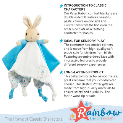 Official Peter Rabbit Comfort Blanket - Beatrix Potter Soft Toy for Babies and Toddlers