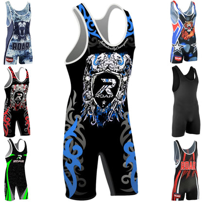 ROAR Athletic Men's Wrestling Singlet Suit Bodywear Uniform (Eagle Blue, Small)